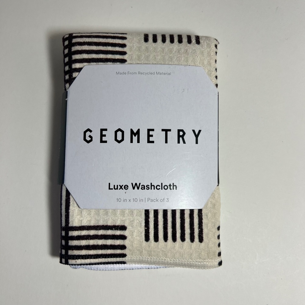 Geometry Cross Hatch Kitchen Luxe Washcloth Geometric Pattern 10" Pack of 3